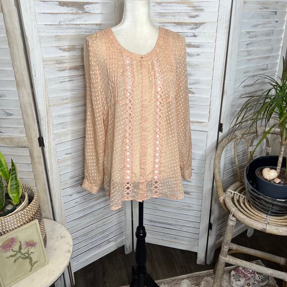 MEADOW RUE ANTHROPOLOGIE Adoria Silk Top Peach Size Medium - Picture 4 of 16